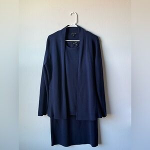 3 Piece Set Elegant Classy Eileen Fisher Navy Blue 80% silk 20% cotton
